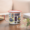 Imitation Ceramic Tea Set With Cover Customized Enamel Teacups