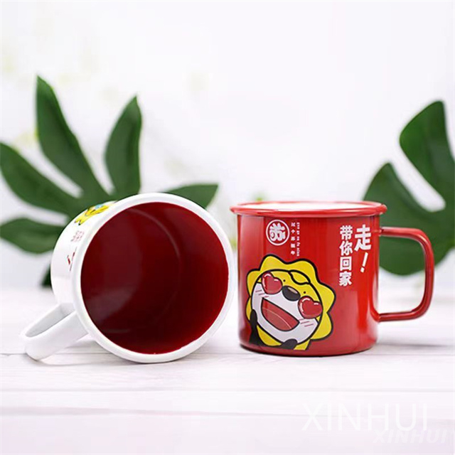 Custom Souvenir Promotion Imitation Ceramic Retro Teaset Enamel Mug