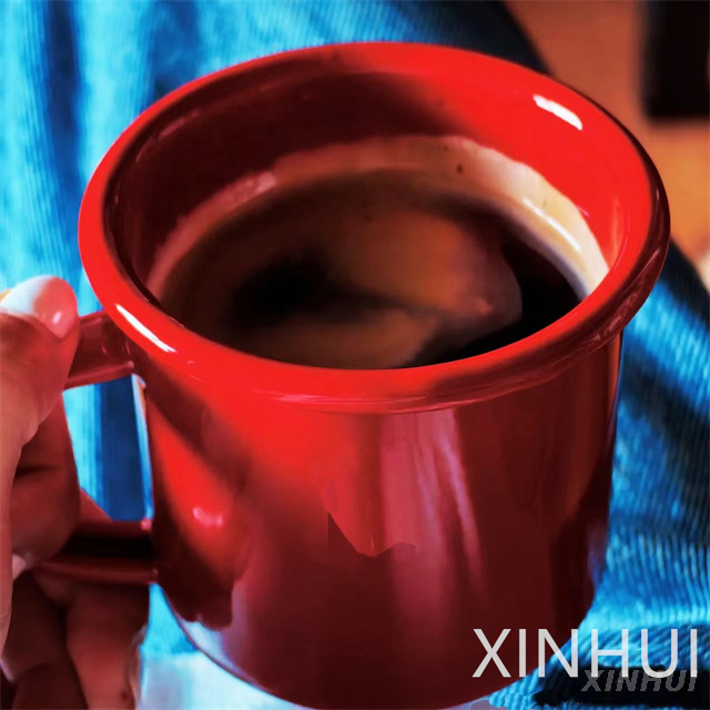 Red Imitation Ceramic Mug Thickened Milk Cup Enamel Coffee Drink Cup