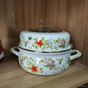 Double enamel pot for heating dishes