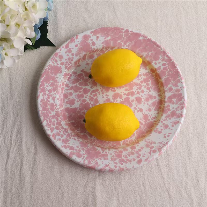 Splash Ink Enamel Fruit Dessert Plate Cake Western Enamel Plate