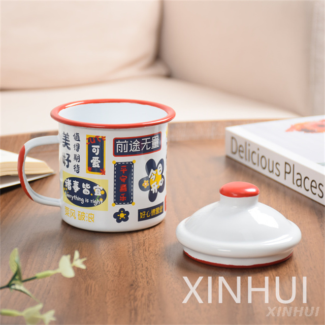 Imitation Ceramic Tea Set With Cover Customized Enamel Teacups