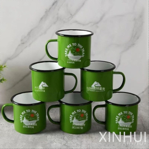 Green Customization Stainless Steel Edging Outdoor Shatterproof Porcelain Cup