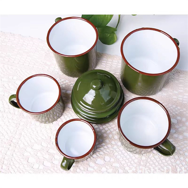 Retro Simple Enamel Mouthwash Cups Green Drinking Cup