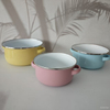 Pastel Soup pan Set with Glass Lid Kitchen Double-spout Enamel Pot