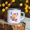 Vintage Enamel Coffee Cup with Custom Christmas Designs