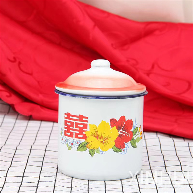 Chinese Classic Flower Wedding Decoration Cake Cup Enamel Large Teacup