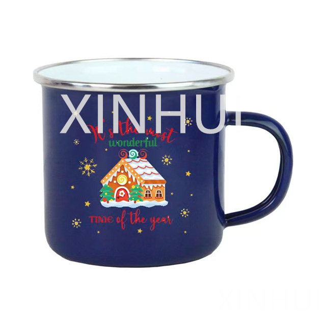 Blue Starry Sky Cartoon Enamel Cups Stainless Steel Edging Mug