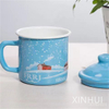 Blue Snow Landscape Heatable Covered Outdoor Camping Coffee Mug