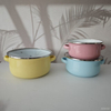 Pastel Soup pan Set with Glass Lid Kitchen Double-spout Enamel Pot