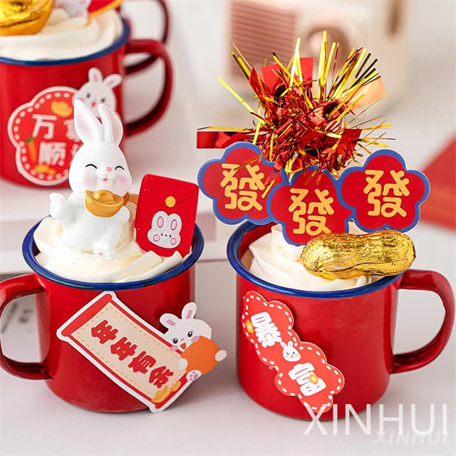 Imitation Ceramic Cake Mug Children's Milk Christmas Decoration Dessert Enamel Mug