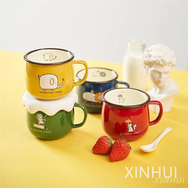 Children's Cartoon Imitation Ceramic Heated Milk Cup Kitchenware Shaped Belly Mug