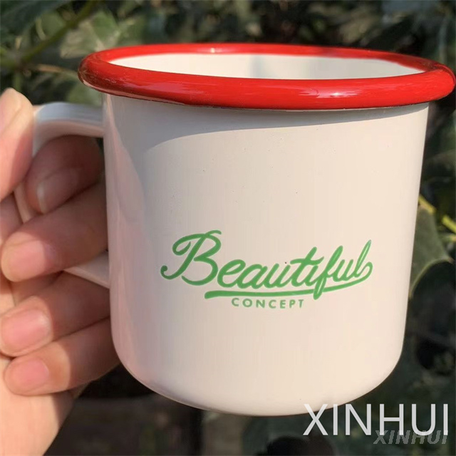 Simple Enamel Porcelain Cup Withhandle Custom-Made High-Value Cup Set