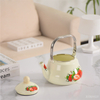  Enameled Teakettle with Porcelain Cool Handle Enamel Tea Kettle Stovetop Vintage Teapot