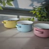 Pastel Soup pan Set with Glass Lid Kitchen Double-spout Enamel Pot