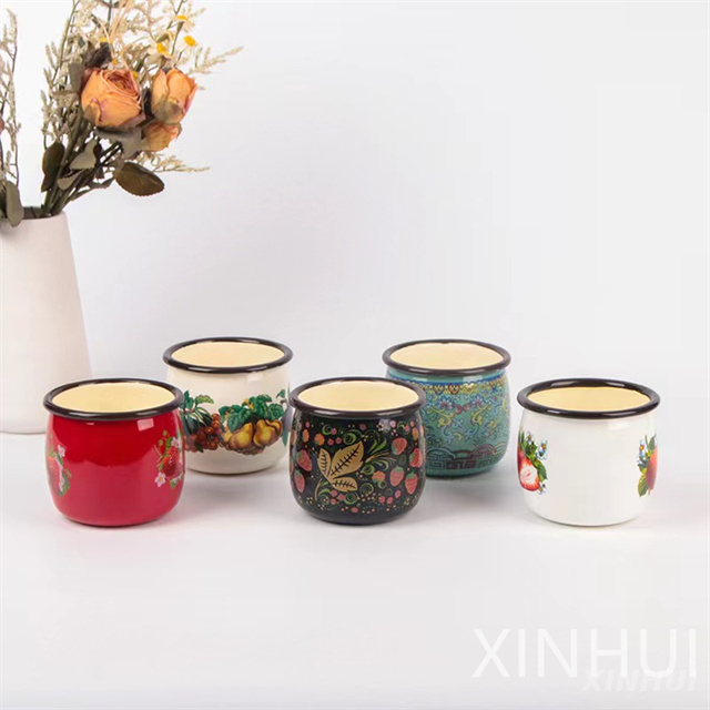 Chinese Factories Classic Elegant Enamel Teacups Customizable Tripe Cup