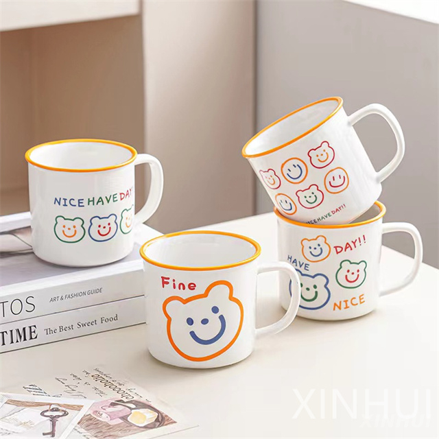 Cute Smile Bear High-Quality Mug Imitation Ceramic Gift Milk Cup for Children