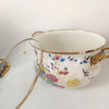 Enamel Cooking Pot with Lid, Vintage Soup Pot Floral Simmer Pot with Handle for Kitchen