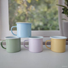  Set of 4 Pastel Enamel Mugs in Yellow, Pink, Green, Blue – Minimalist Table Display, Multi-Color Choice, Ideal Gift for Home, Office, or Coffee Lovers 