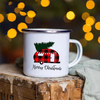 Vintage Enamel Coffee Cup with Custom Christmas Designs