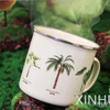 French Mug Tropical Plant Edge Outdoor Camping Coffee Enamel Cup