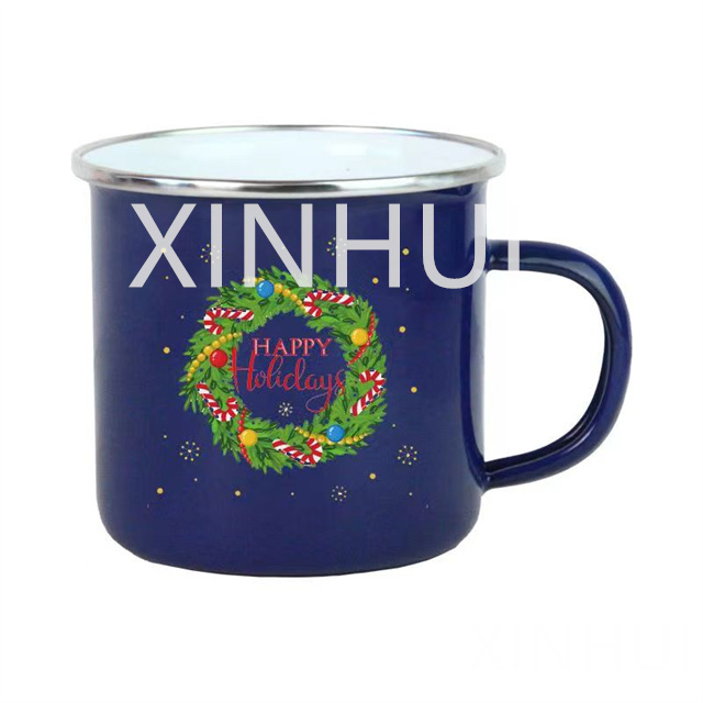 Blue Starry Sky Cartoon Enamel Cups Stainless Steel Edging Mug