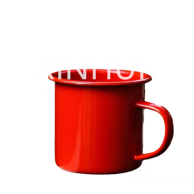 Red Imitation Ceramic Mug Thickened Milk Cup Enamel Coffee Drink Cup