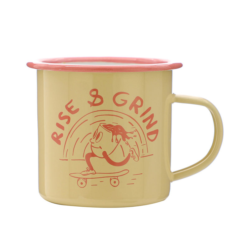 Cute cartoon print enamel milk cup