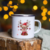 Vintage Enamel Coffee Cup with Custom Christmas Designs