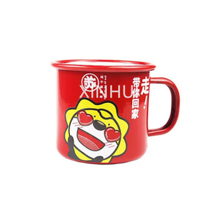 Custom Souvenir Promotion Imitation Ceramic Retro Teaset Enamel Mug