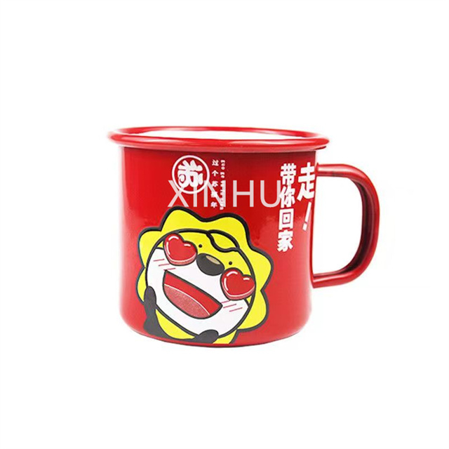 Custom Souvenir Promotion Imitation Ceramic Retro Teaset Enamel Mug