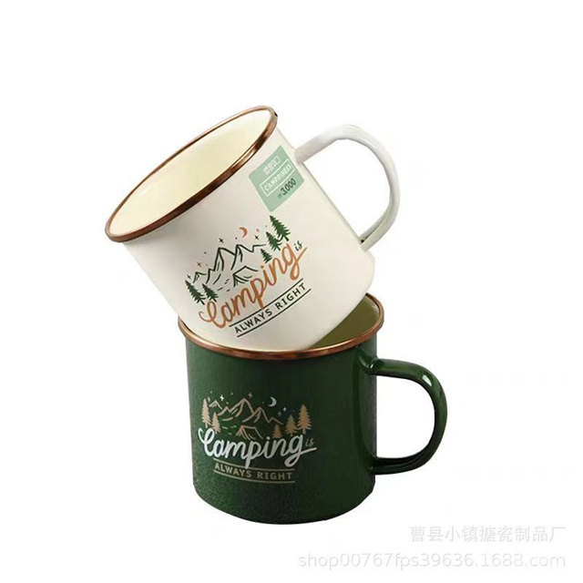 Vintage Style Enamel Cup for Outdoor Coffee Lovers