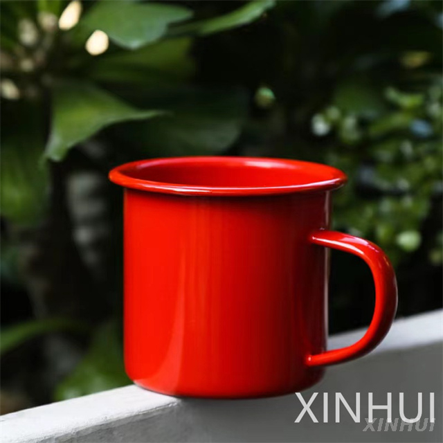 Red Imitation Ceramic Mug Thickened Milk Cup Enamel Coffee Drink Cup