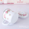 Thickened Vintage Enamel Classic Floral Teacup with Lid Enamel Cup