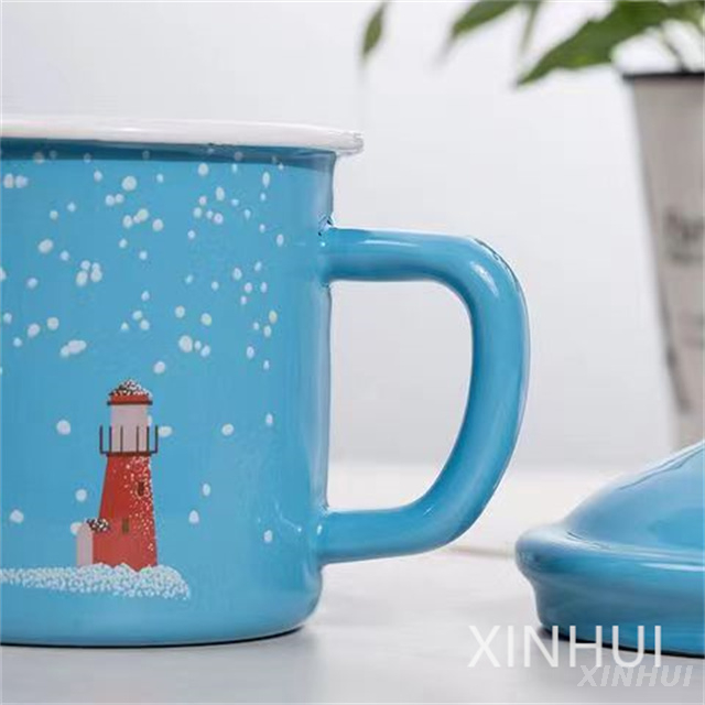 Blue Snow Landscape Heatable Covered Outdoor Camping Coffee Mug