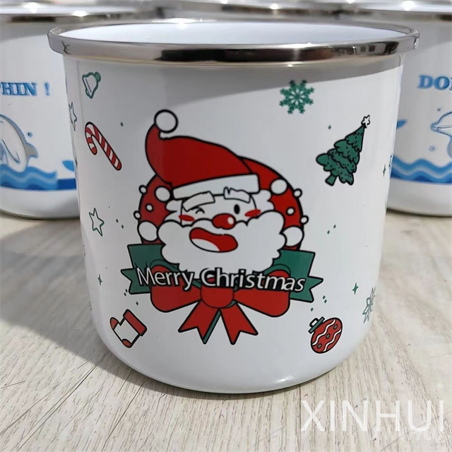 Cartoon Pattern Stainless Steel Wrap Eco-Friendly Choice Mug Enamel