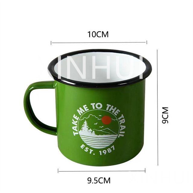 Green Customization Stainless Steel Edging Outdoor Shatterproof Porcelain Cup