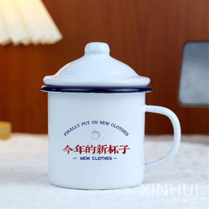 Manufacturer Custom Simple Mug Lid Handle Vintage Enamel Teacup