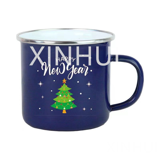 Blue Starry Sky Cartoon Enamel Cups Stainless Steel Edging Mug