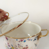 Enamel Cooking Pot with Lid, Vintage Soup Pot Floral Simmer Pot with Handle for Kitchen