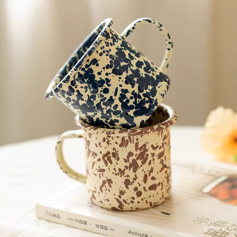 Creative Splash Ink Coffee Mug Unique Retro Gift Enamel Cup