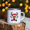 Vintage Enamel Coffee Cup with Custom Christmas Designs