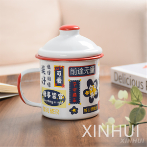 Imitation Ceramic Tea Set With Cover Customized Enamel Teacups