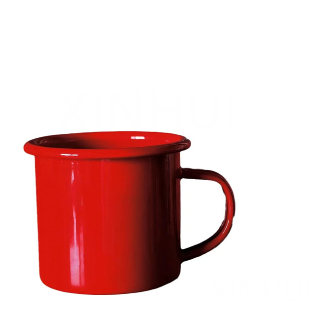 Red Imitation Ceramic Mug Thickened Milk Cup Enamel Coffee Drink Cup