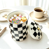 Removable lid of the enamel canister used as a small coaster